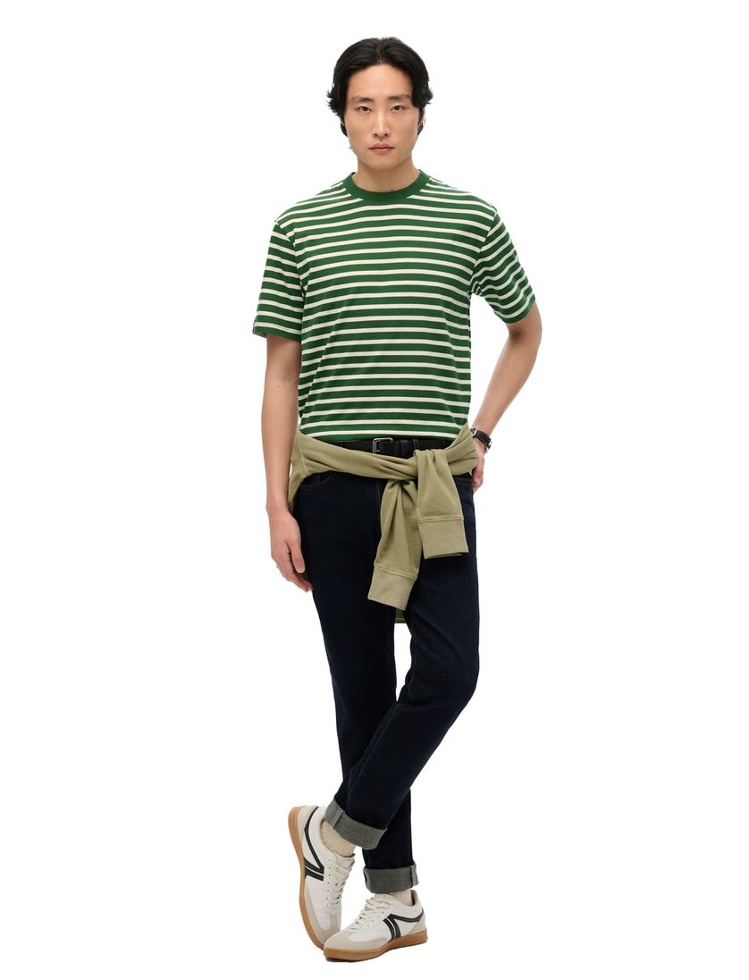 Superdry T-shirt groen wit gestreept katoen