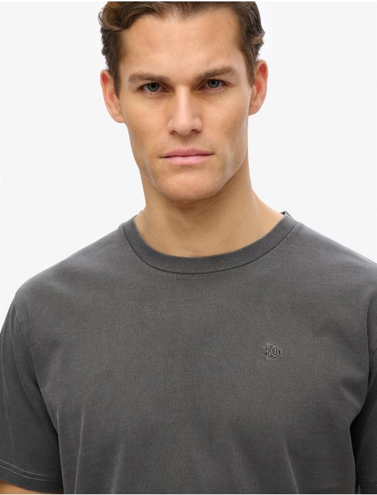 Superdry T-shirt grijs effen ronde hals