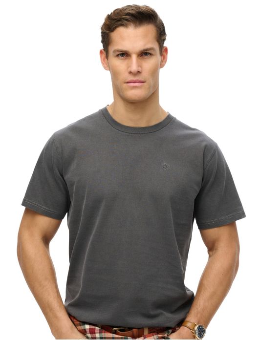 Superdry T-shirt grijs effen ronde hals