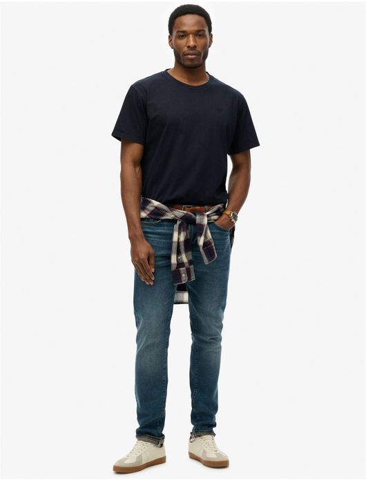 Superdry T-shirt donkerblauw effen ronde hals