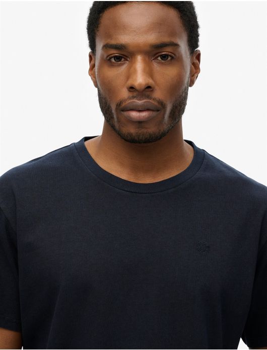Superdry T-shirt donkerblauw effen ronde hals