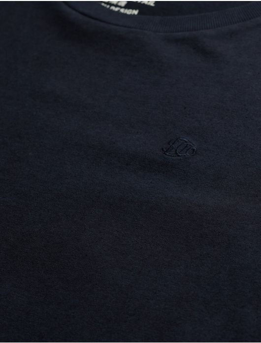 Superdry T-shirt donkerblauw effen ronde hals