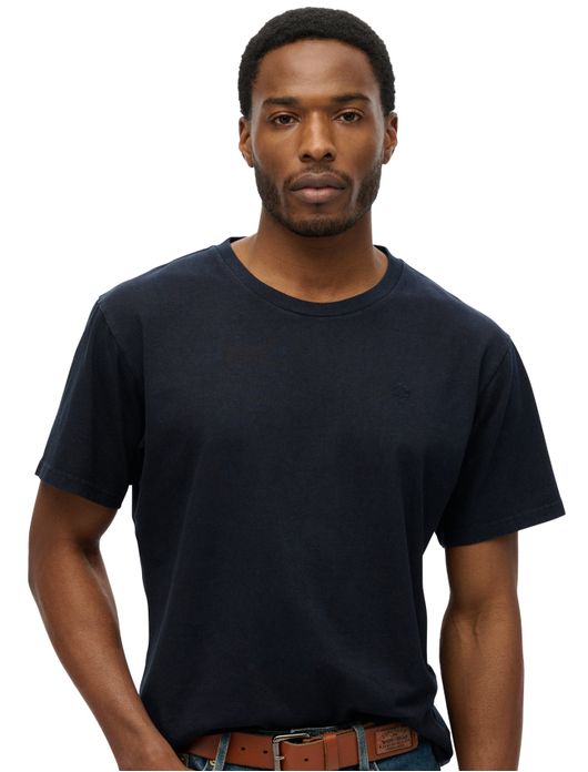 Superdry T-shirt donkerblauw effen ronde hals