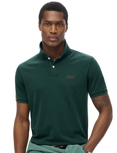 Superdry Superdry 2-knoops polo donkergroen pique