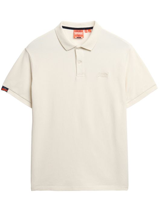 Superdry polo creme effen pique korte mouw