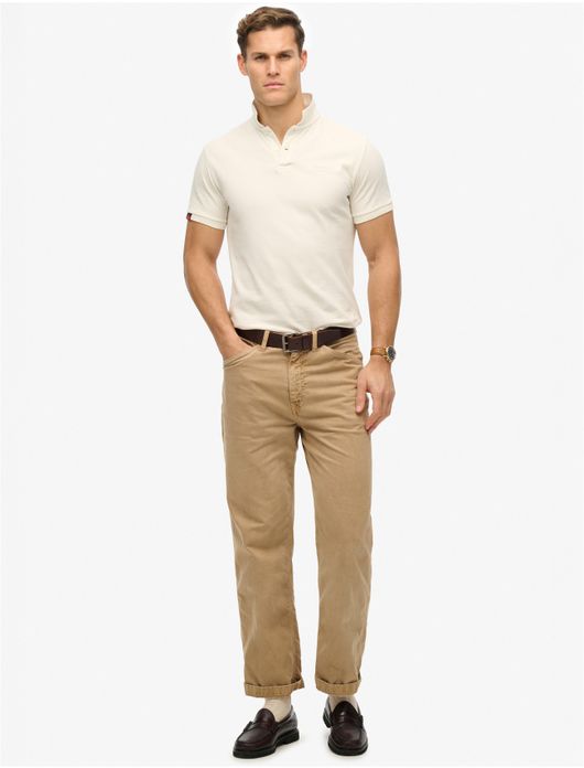 Superdry polo creme effen pique korte mouw