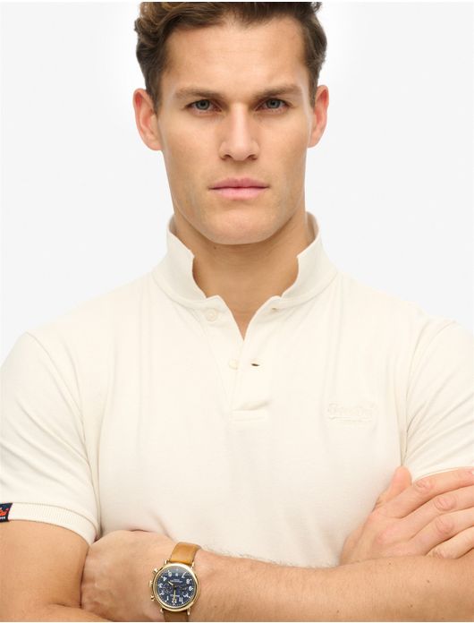 Superdry polo creme effen pique korte mouw