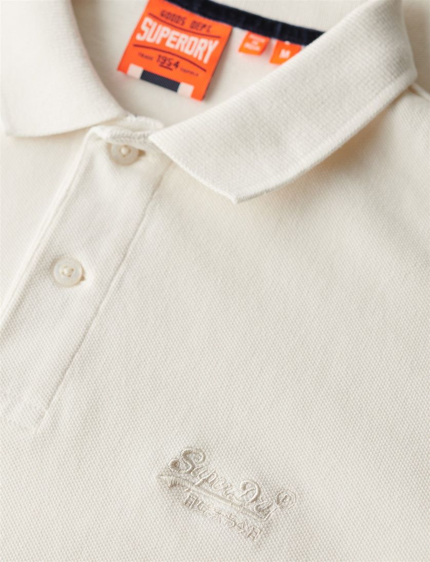 Superdry 2-knoops polo crème effen pique korte mouw