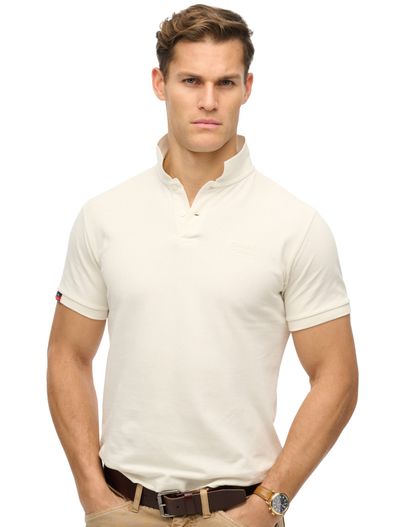 Superdry Superdry 2-knoops polo crème effen pique korte mouw