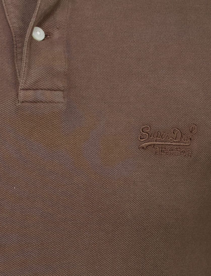 Superdry polo bruin pique korte mouw