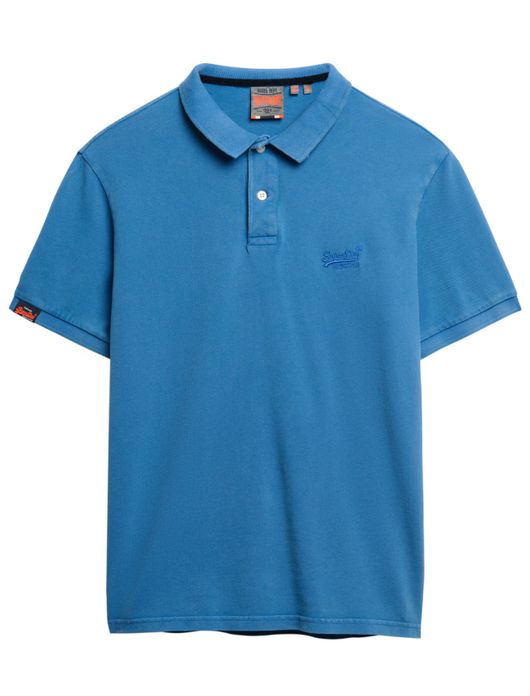 Superdry polo middenblauw pique korte mouw