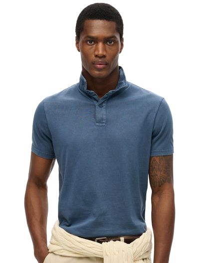 Superdry Superdry polo jersey donkerblauw 2 knoops korte mouw