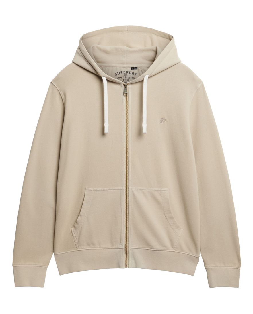 Superdry vest beige met capuchon effen katoen