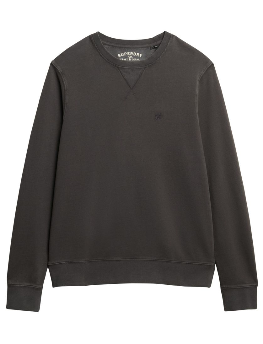 Superdry sweater bruin effen katoen ronde hals