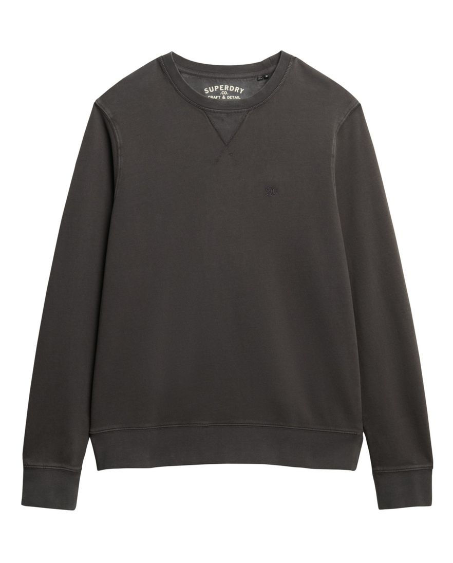 Superdry sweater bruin effen ronde hals katoen
