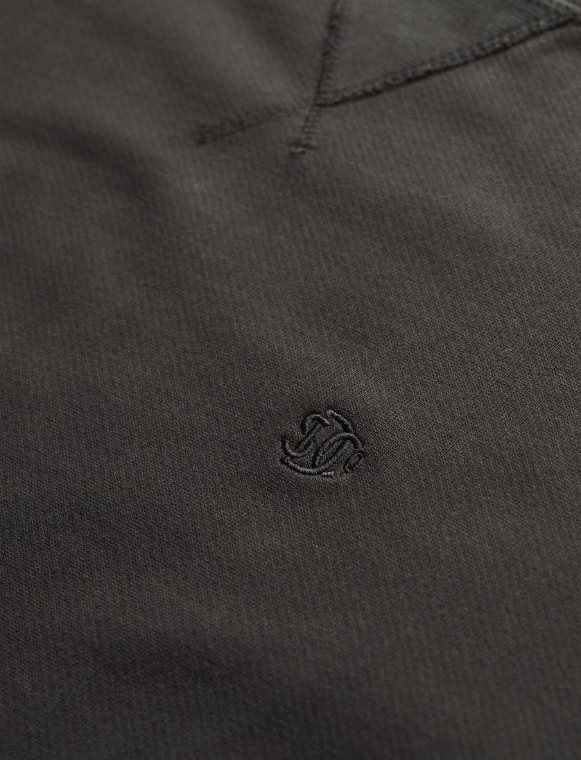 Superdry sweater bruin effen katoen ronde hals