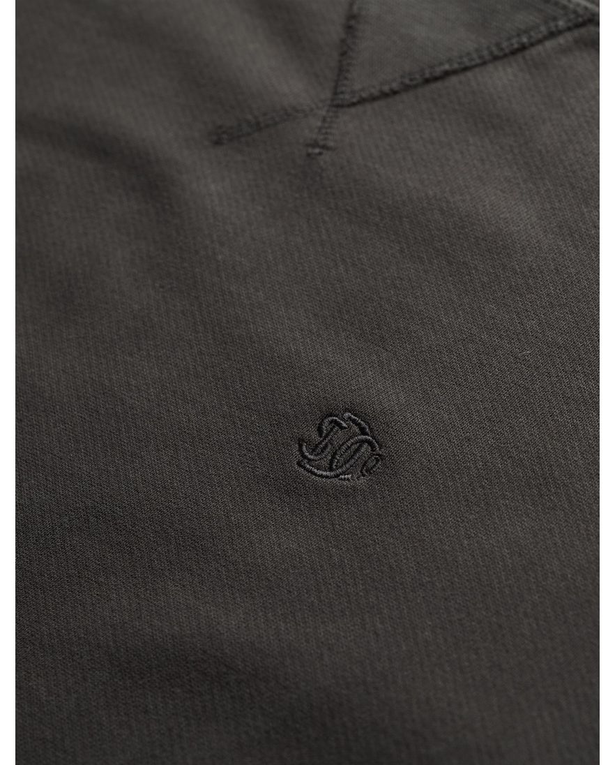 Superdry sweater bruin effen ronde hals katoen