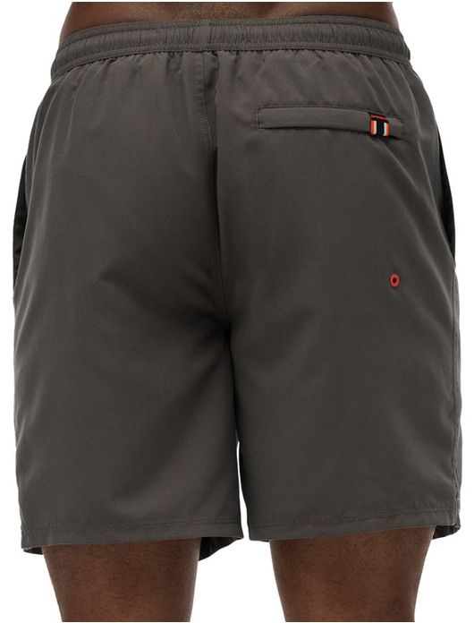 Superdry zwemshort grijs met rode letters effen