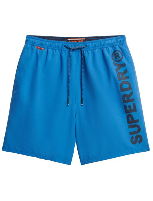 Superdry zwemshort blauw met letters effen