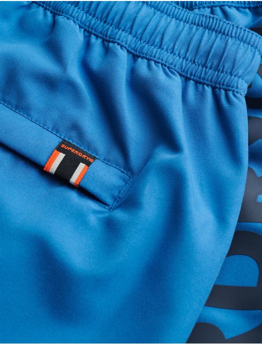 Superdry zwemshort blauw met letters effen