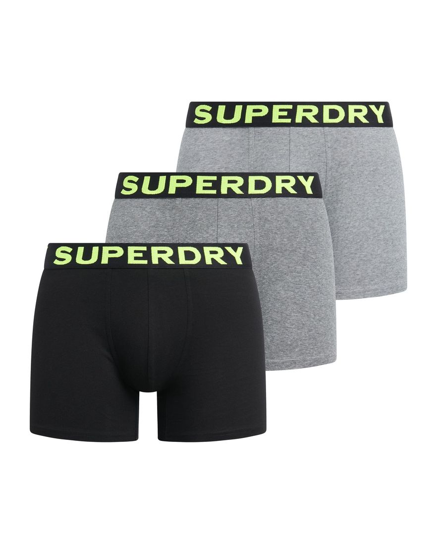 Superdry boxershorts 3-pack grijs zwart