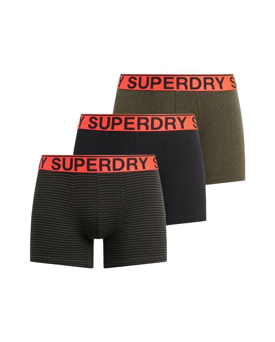 Superdry boxershorts zwart groen 3-pack