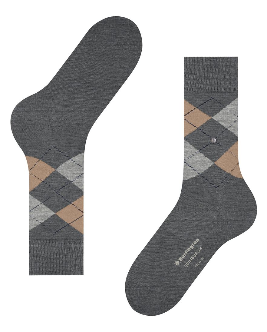sokken Burlington donkergrijs ruit scheerwol