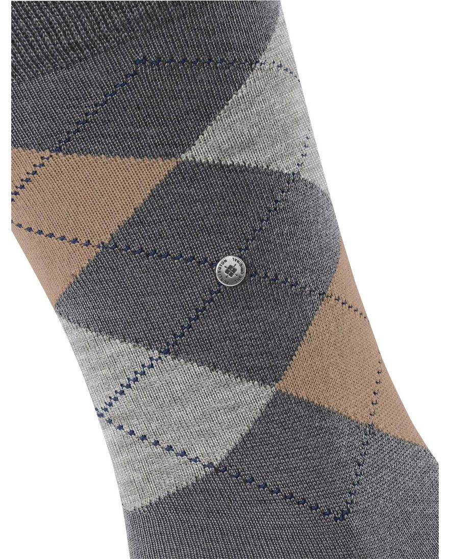 sokken Burlington donkergrijs ruit scheerwol