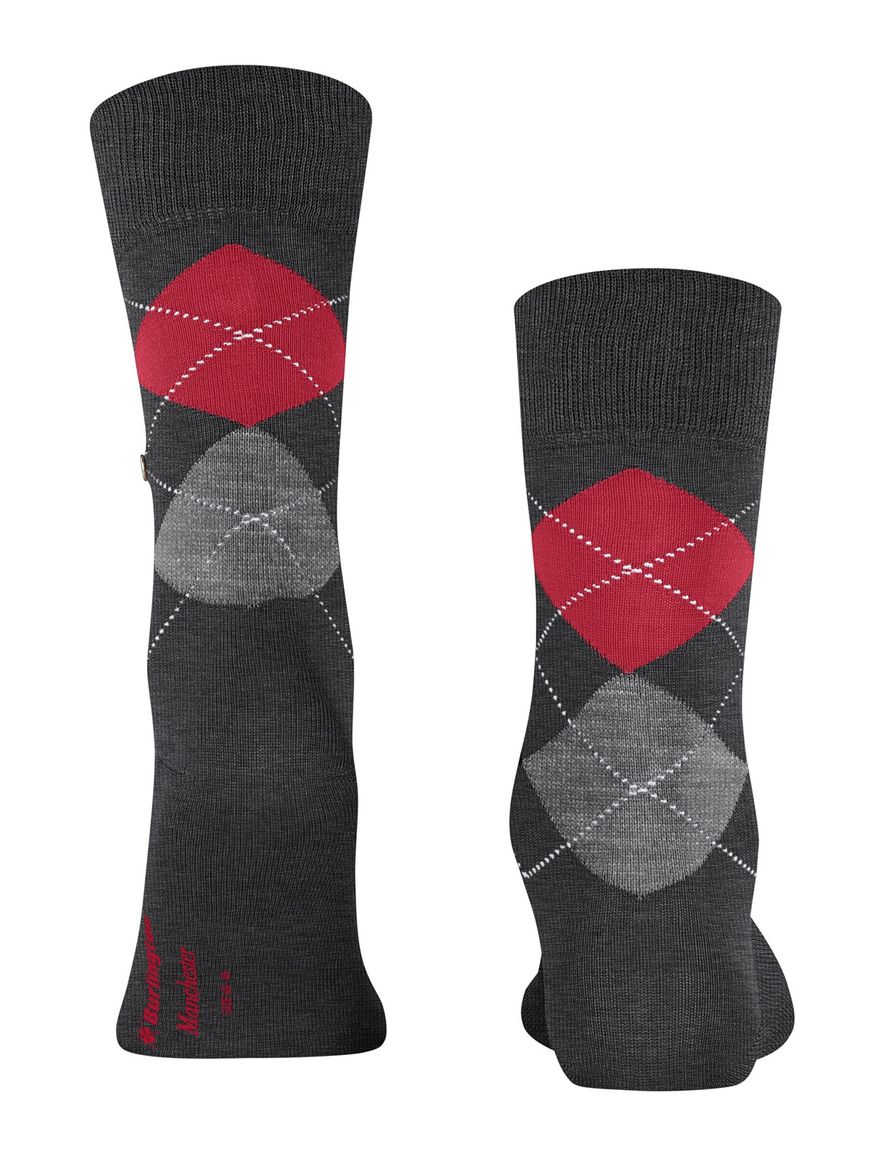 Burlington sokken grijs geruite patroon katoen