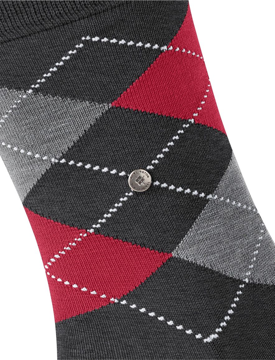Burlington sokken grijs geruite patroon katoen