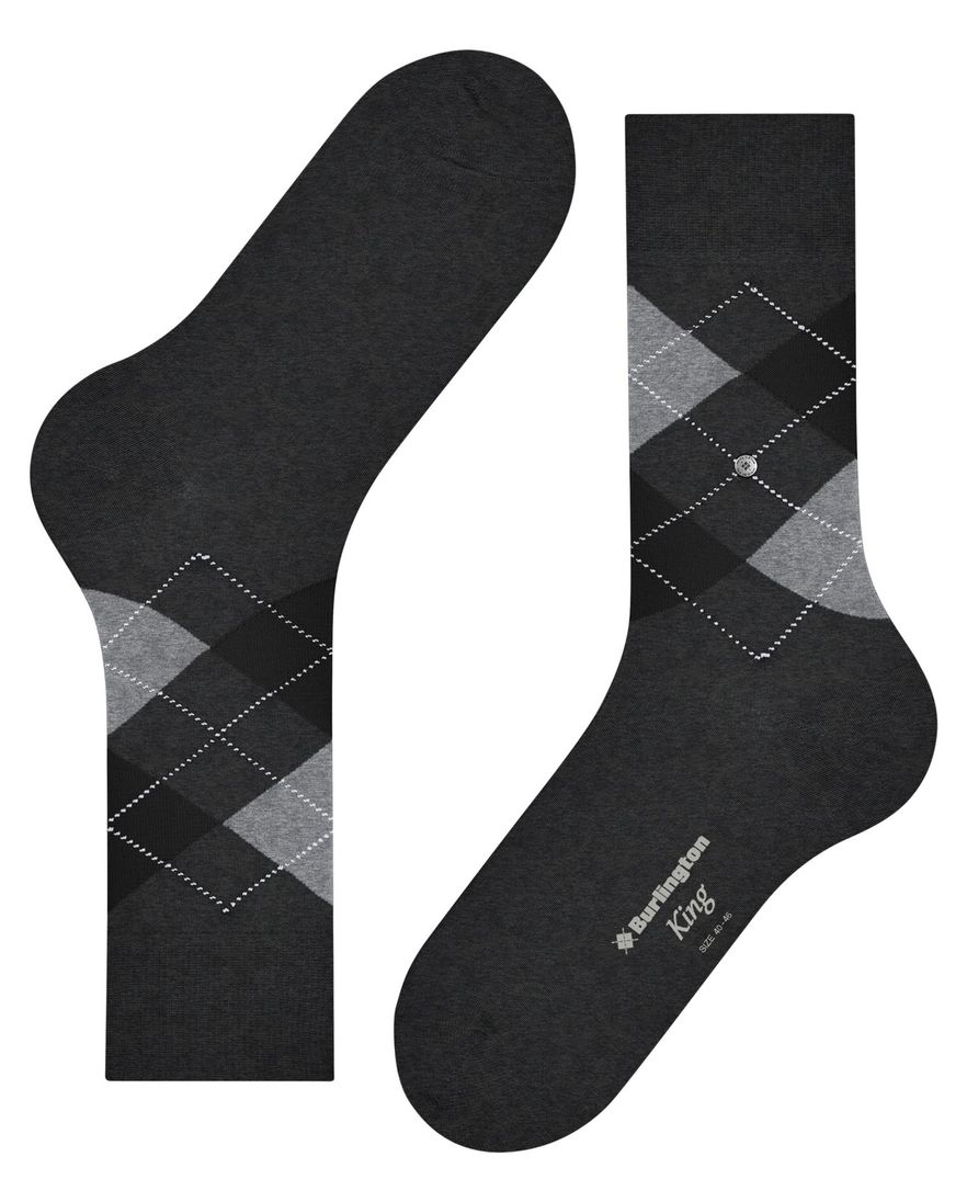 Burlington grijs ruit sokken katoen
