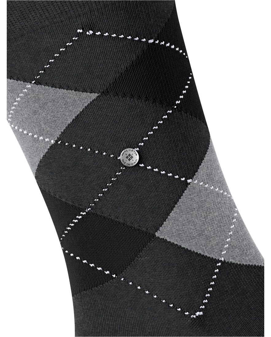 Burlington grijs ruit sokken katoen