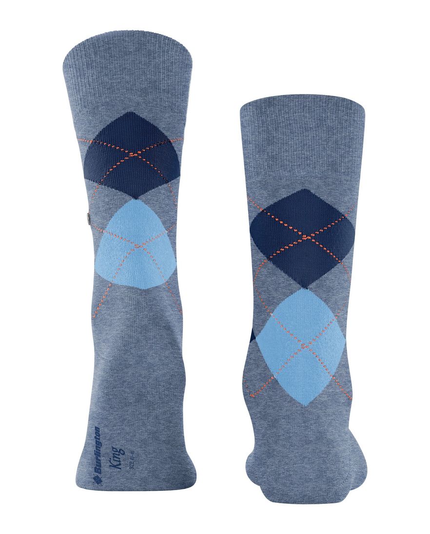 Burlington sokken blauw geruit katoen