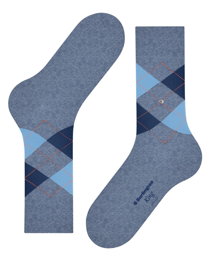 Burlington sokken blauw geruit katoen