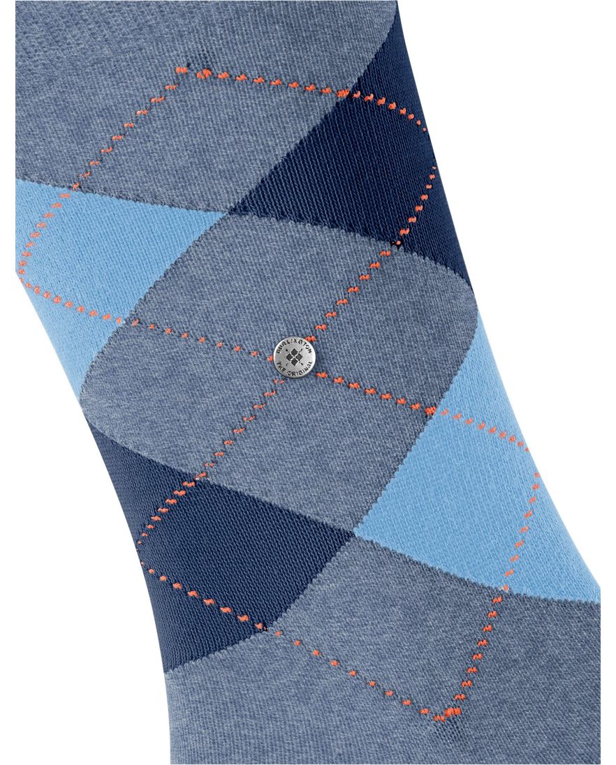 Burlington sokken blauw geruit katoen