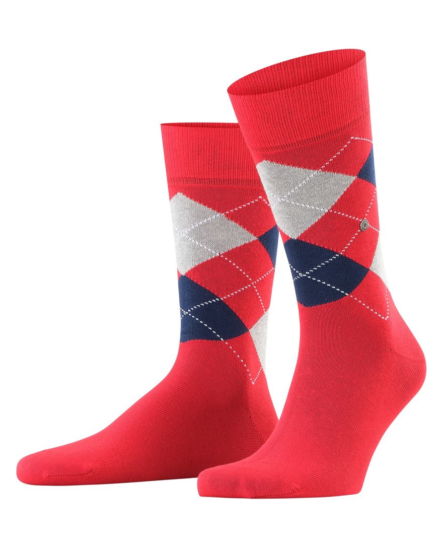 Burlington sokken rood ruit katoen