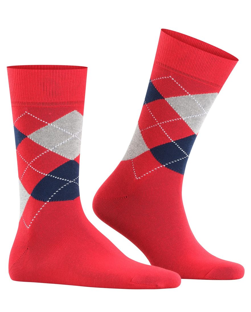 Burlington sokken rood ruit katoen