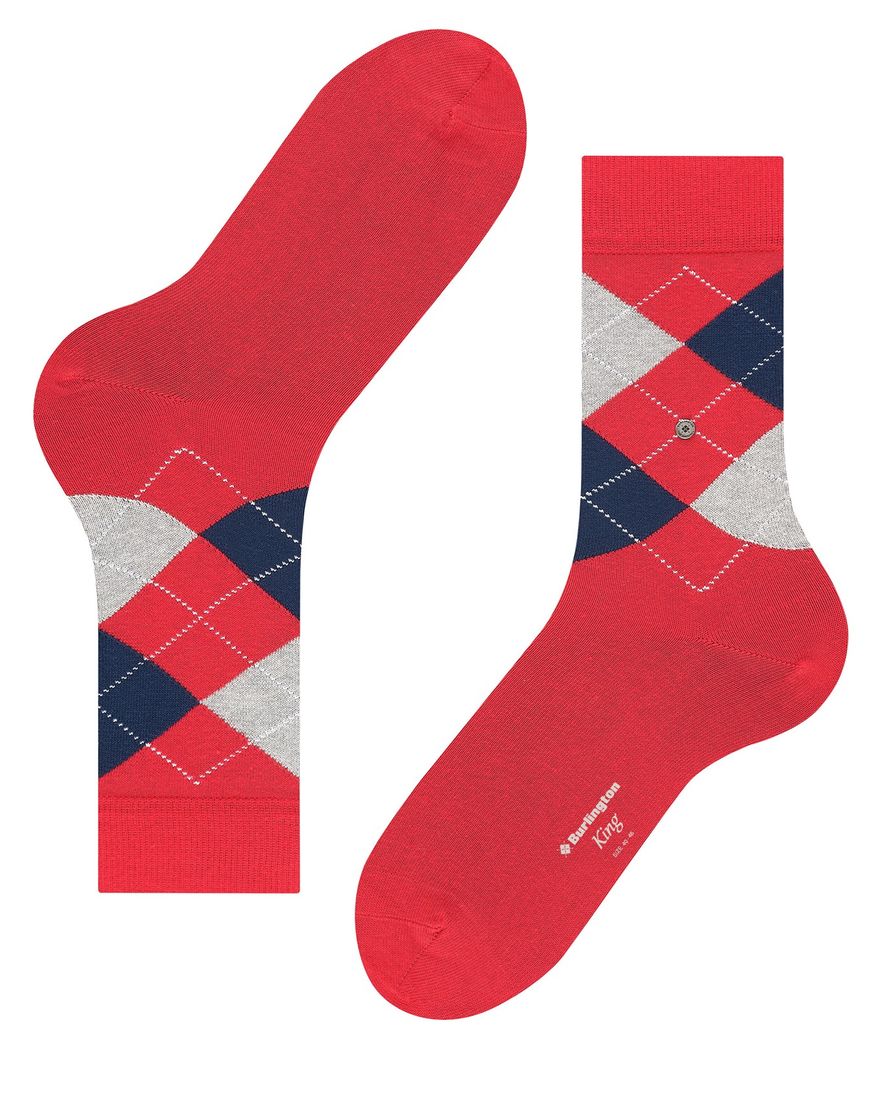 Burlington sokken rood ruit katoen