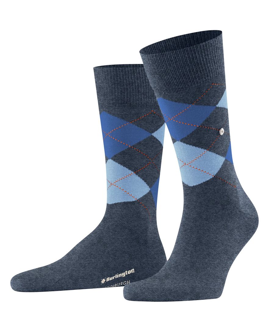 Burlington grijs sokken ruit scheerwol
