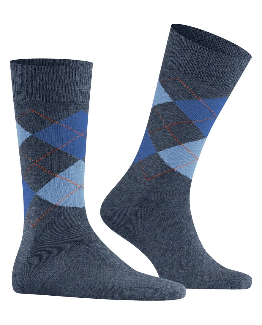 Burlington grijs sokken ruit scheerwol