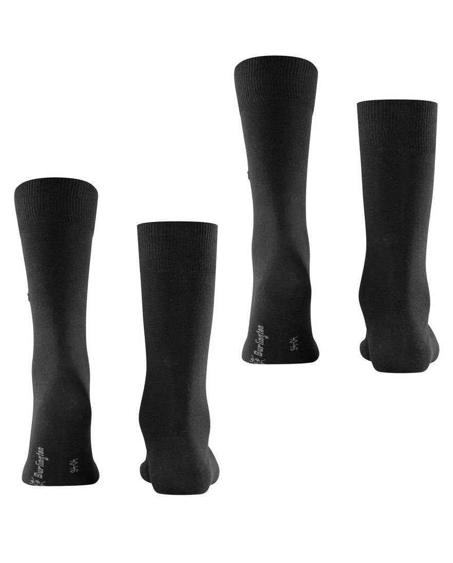 Burlington 2-pack effen zwarte sokken katoen
