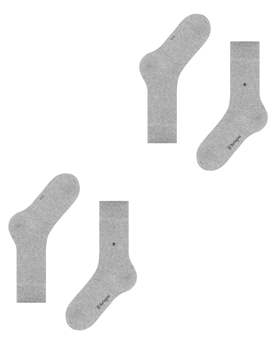 Burlington 2-Pack lichtgrijs sokken effen katoen