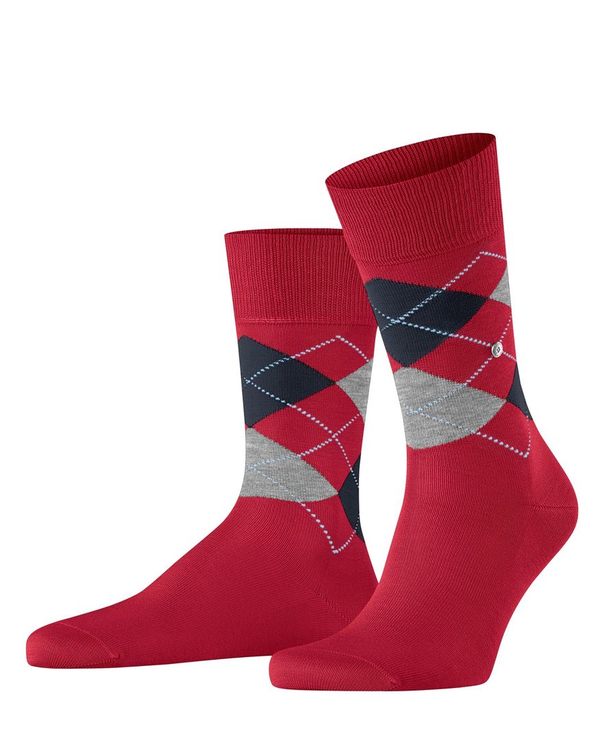 Burlington sokken rood geruit katoen