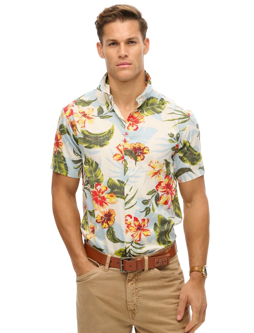 Modaal Superdry overhemd geprint bloemen slim fit