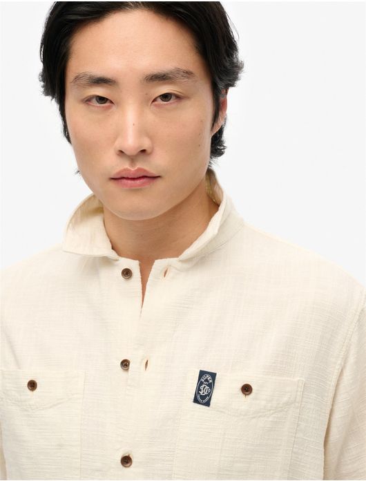 Superdry overhemd creme dubbele borstzak km