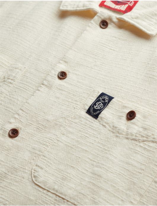 Superdry overhemd creme dubbele borstzak km