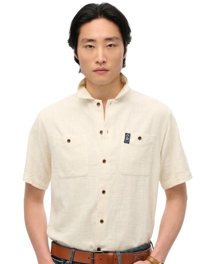 Superdry Superdry overhemd creme dubbele borstzak km