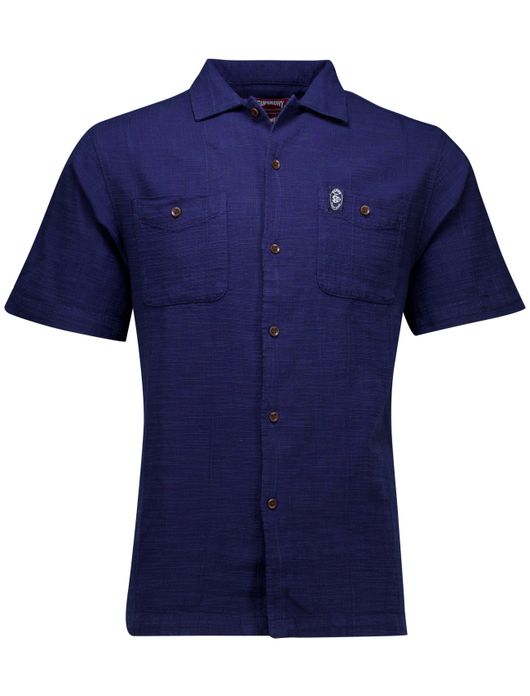 Superdry overhemd korte mouw blauw
