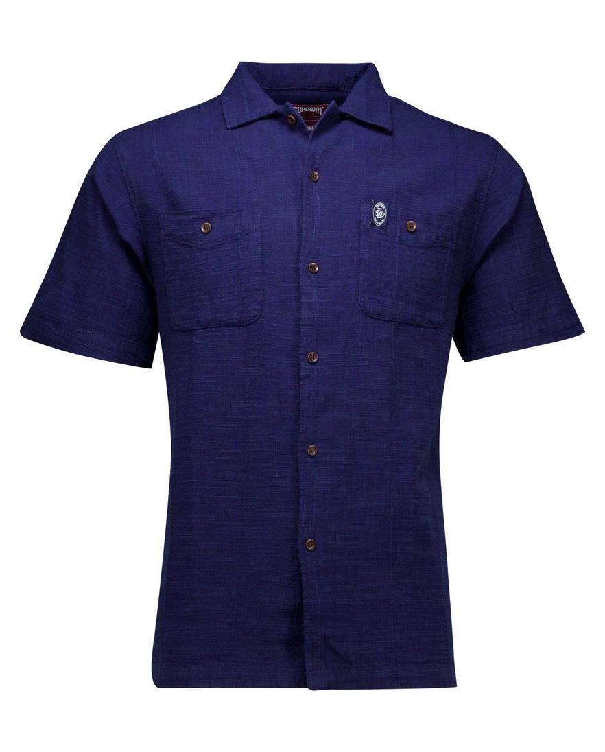 Superdry overhemd korte mouw navy viscose