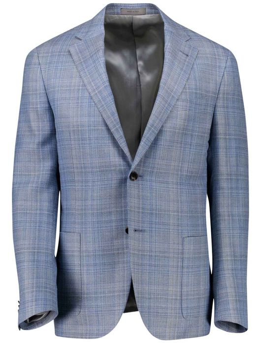 Corneliani colbert lichtblauw geruit wol steek zakken